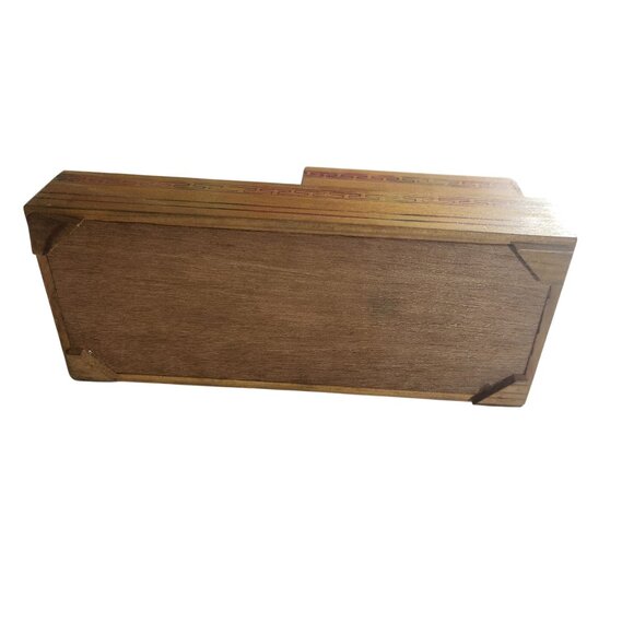 Vintage Wooden Sliding Top Cigarette Box With Hand-Painted Oriental Design - Picture 5 of 8